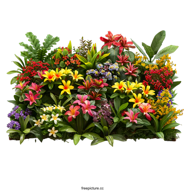 [Transparent Background PNG]A wide variety of flowers in full bloom
