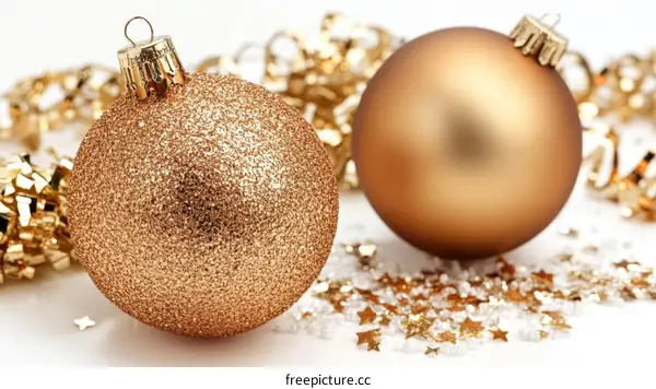 Sparkling Christmas Ornament Balls on Festive Background