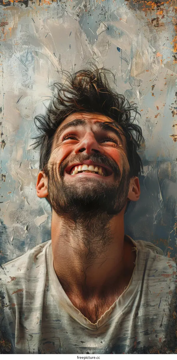 Portrait of a Smiling Man with Textured Background