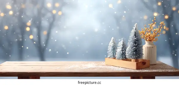 Winter Wonderland Tabletop Display with Miniature Christmas Trees