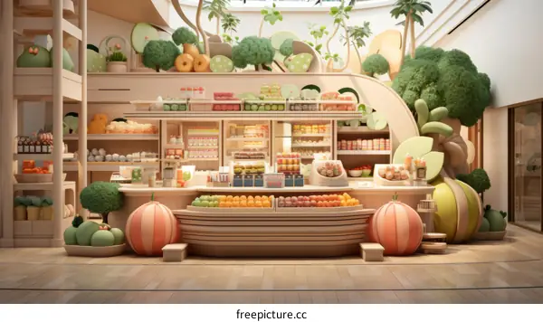 Fruits and vegetables shop interior