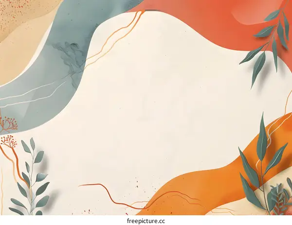 Abstract Background With Orange and Green Leaves