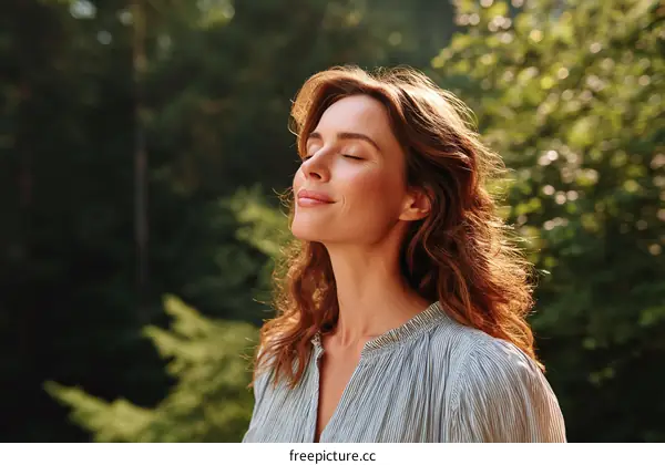 Woman enjoying nature and fresh air