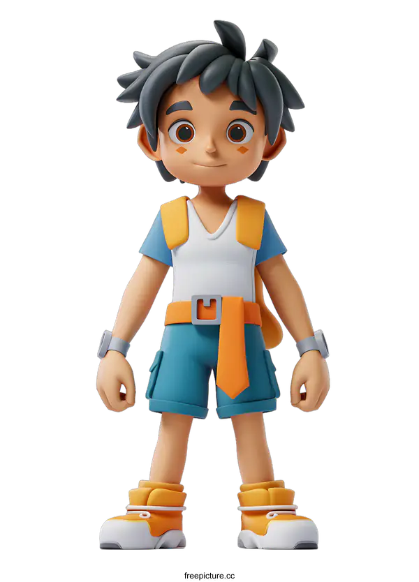 [Transparent Background PNG]Cartoon Boy Character Standing with Backpack