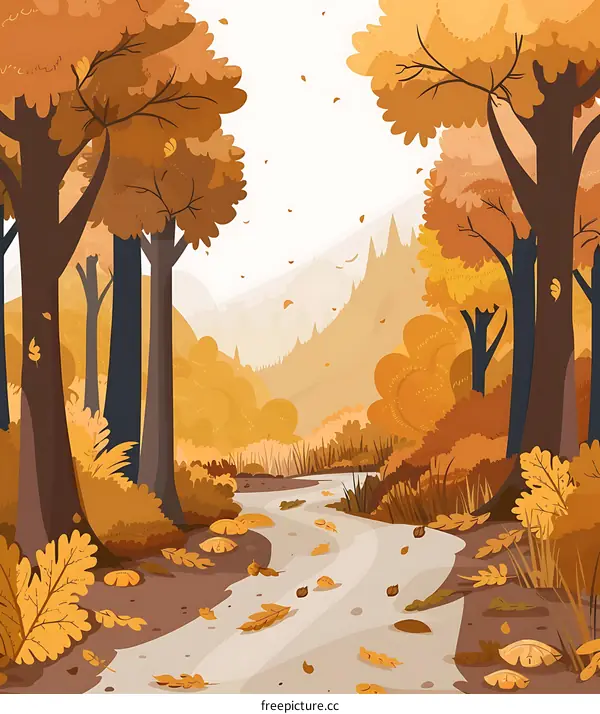 Autumn Forest Path Illustration