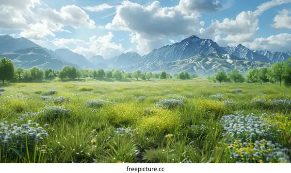 Serene Mountain Meadow Wildflowers