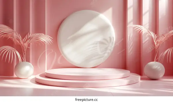 Pink Minimalist Geometric Display Podium
