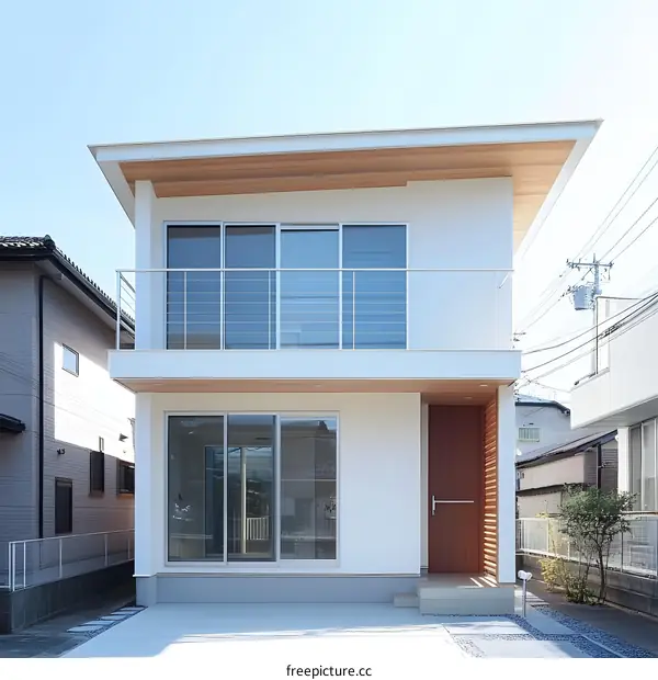 Modern White Two Story House With Balcony