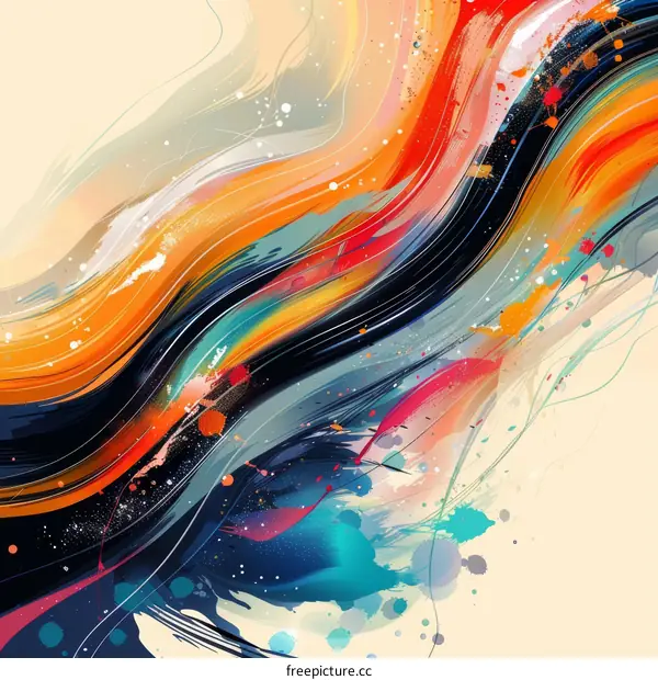 Abstract Colorful Flowing Lines Art