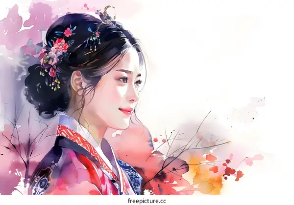 A beautiful Korean woman in traditional dress