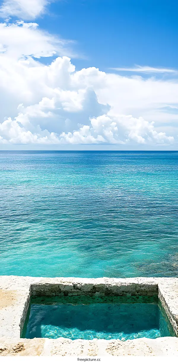 Blue Ocean and White Clouds