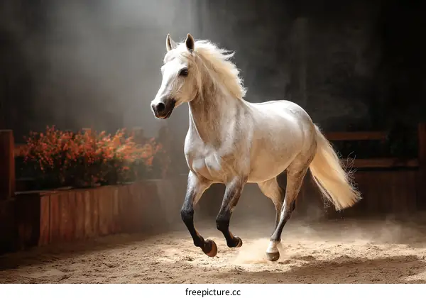 Elegant White Horse in Motion