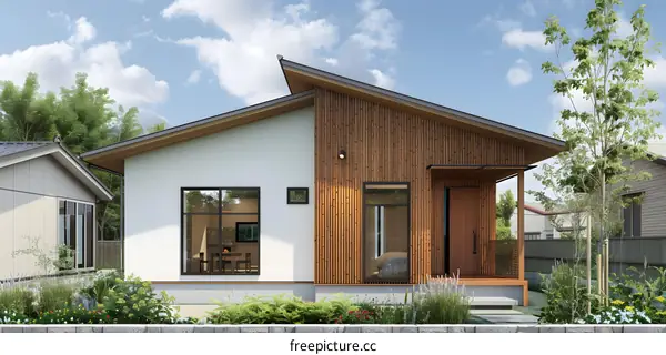 Modern Minimalist House Exterior Design with Wooden Siding