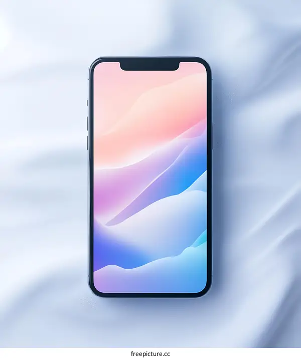 Smartphone with Abstract Background on White Fabric