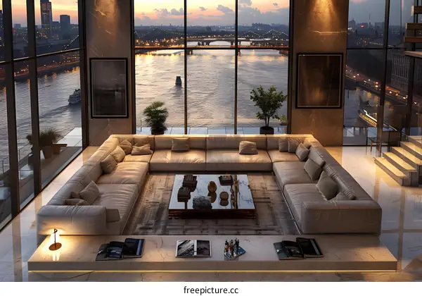Luxury penthouse living room interior design