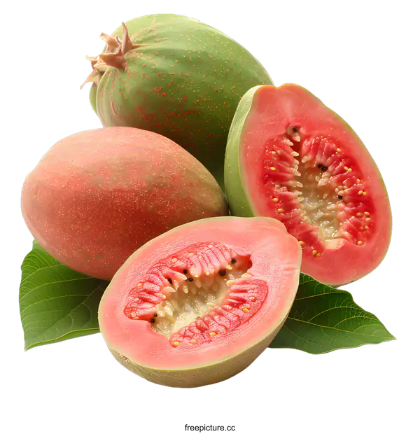 [Transparent Background PNG]Red Heart Guava Fruit on White Background
