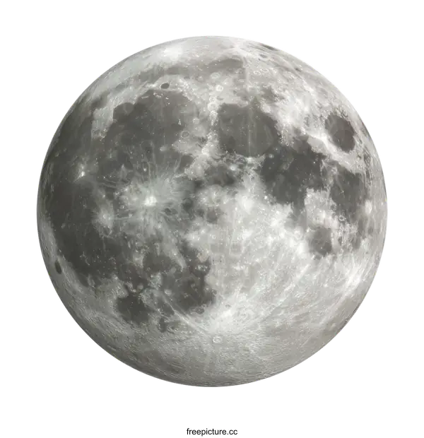 [Transparent Background PNG]Full Moon Surface Detailed Close-up Photo
