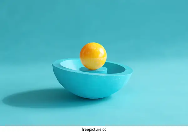 Abstract Geometric Composition with Yellow Sphere