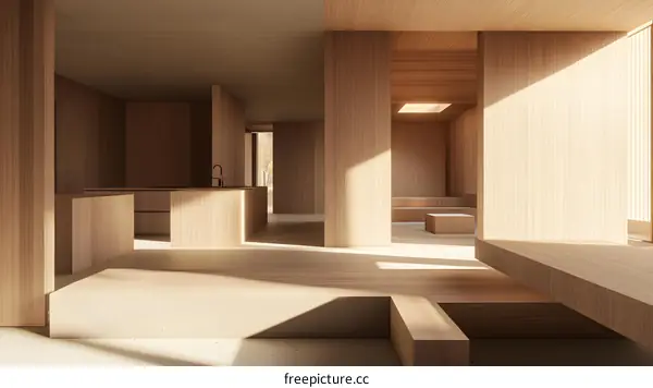 Modern Minimalist Interior Design with Wooden Panels and Natural Light