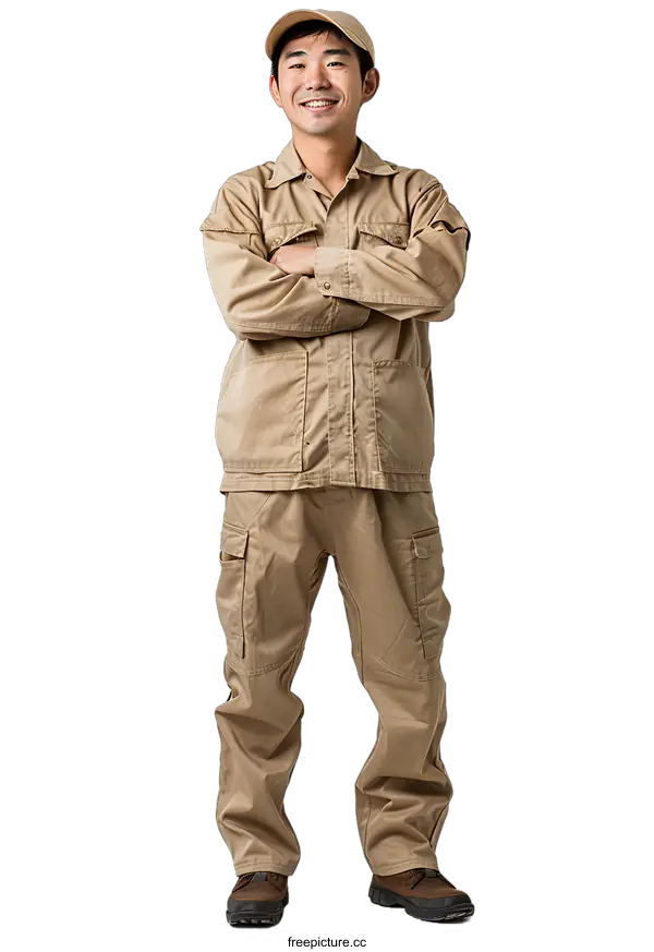 [Transparent Background PNG]Portrait of a Japanese worker