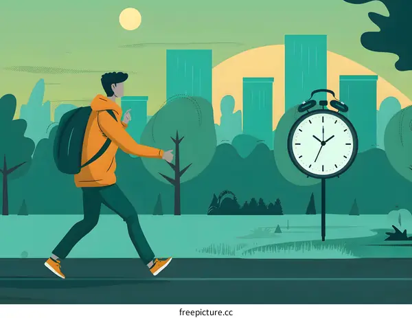 Man Running Late For Work In The City