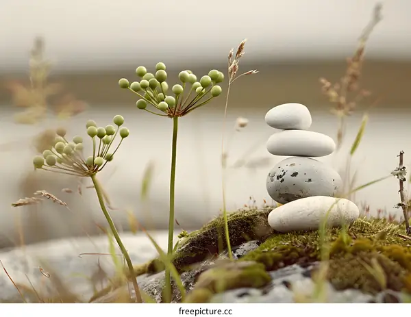 Stack of Stones in a Meadow