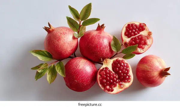 Fresh Pomegranate Fruits and Seeds