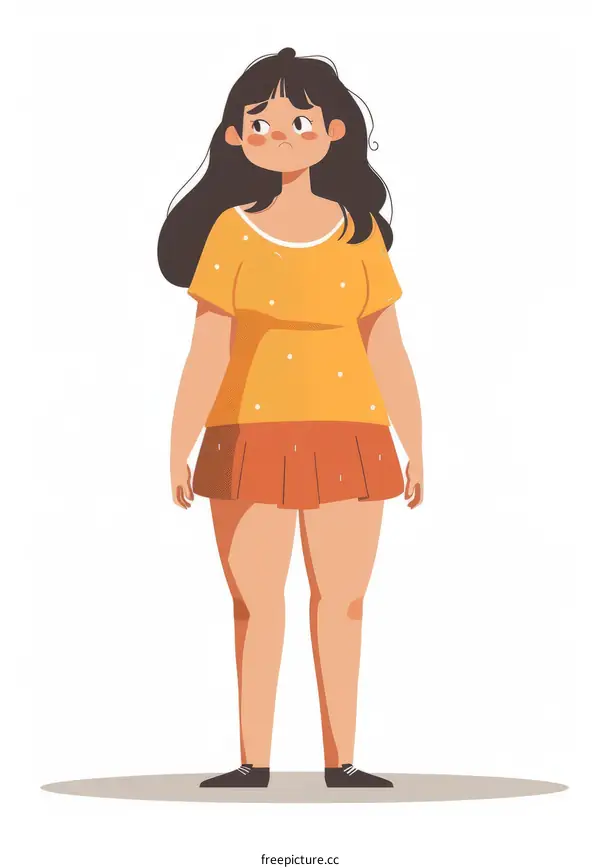 Illustration of a sad overweight woman