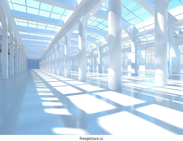 White Modern Interior Architecture with Glass Roof