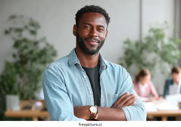 Confident Black Male Professional in Casual Business Attire