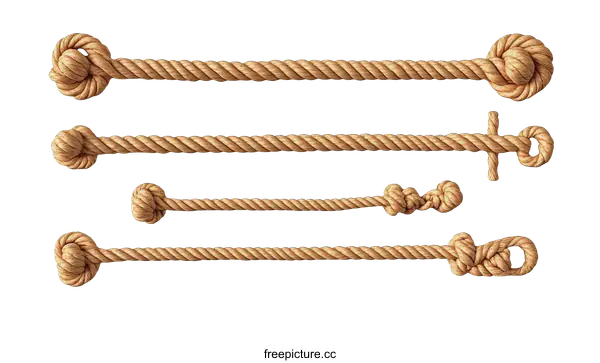 [Transparent Background PNG]Different Sizes of Rope Knots on White Background