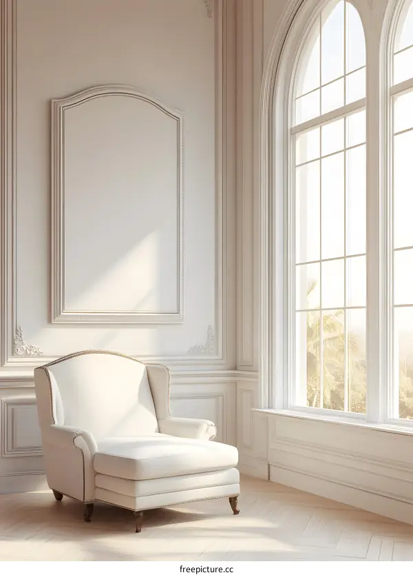 White Chaise Lounge Chair in a Luxurious Room