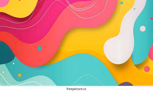 Abstract Background With Wavy Lines and Colorful Shapes