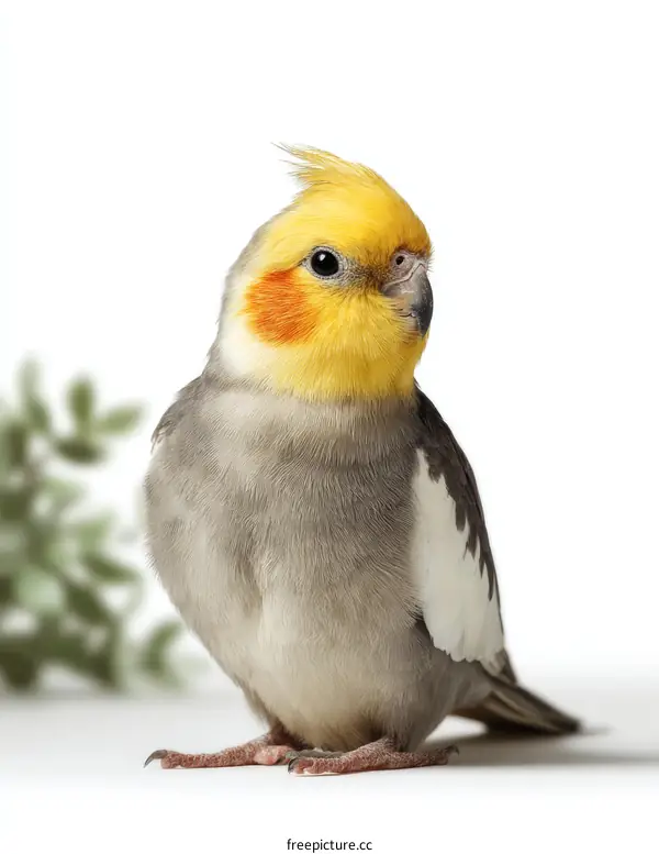 Cute Cockatiel Portrait on White Background