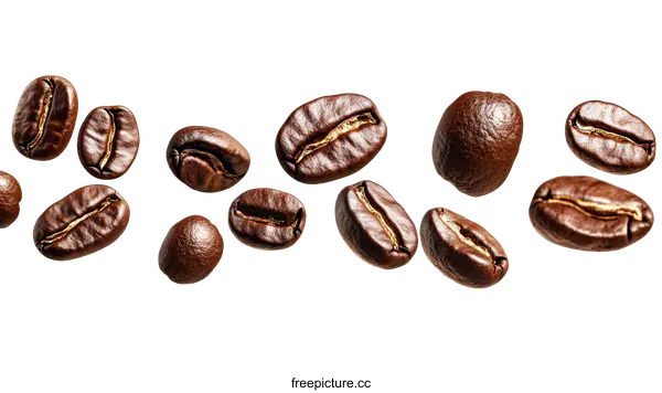 [Transparent Background PNG]Coffee Beans Flying in the Air