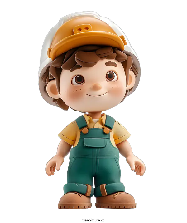 [Transparent Background PNG]Cute construction worker boy 3D character