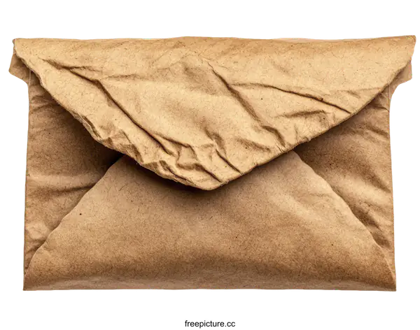 [Transparent Background PNG]Crumpled Brown Paper Envelope