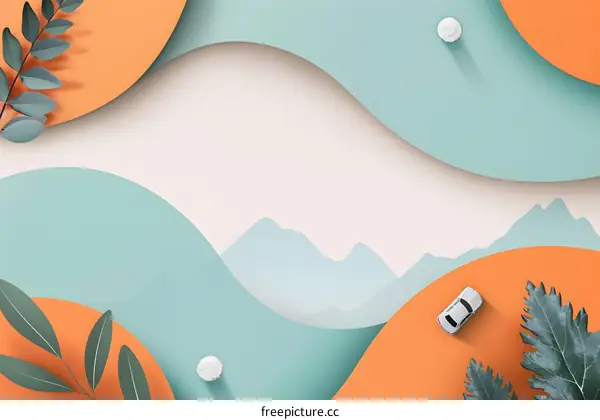 Abstract Papercut Landscape With Car