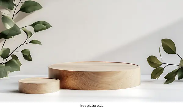 Minimalist Wooden Display Podium with Greenery