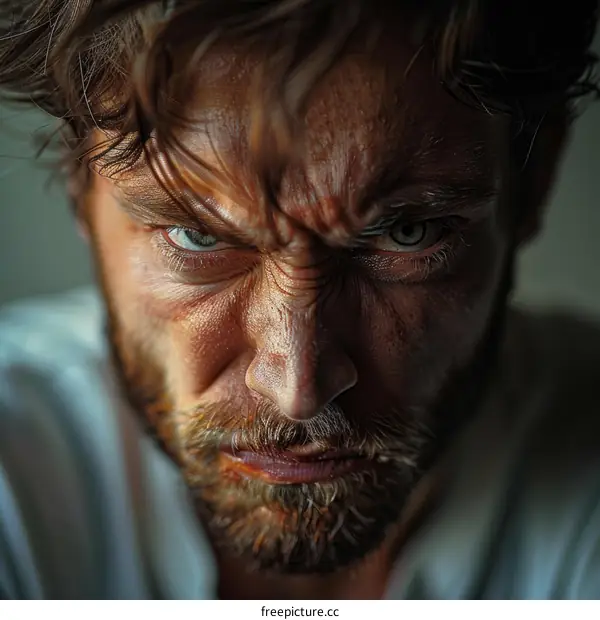 Close-up Angry Male Portrait