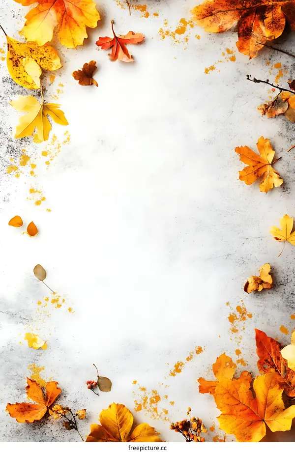 Autumn Leaves Frame On White Background