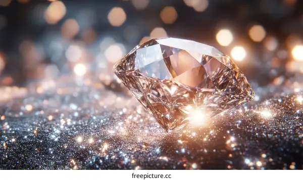 Radiant Diamond on Sparkling Background