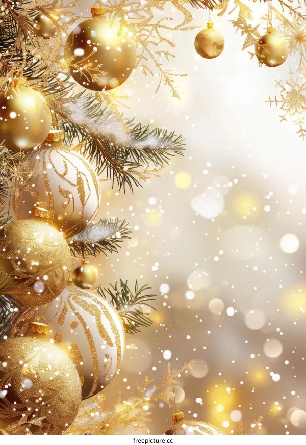 Christmas Golden Decorations with Snowflakes for a Festive Holiday Season