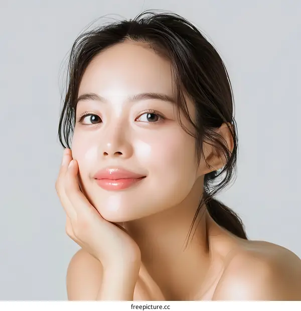 Beautiful Asian Woman with Smooth Skin and Natural Makeup