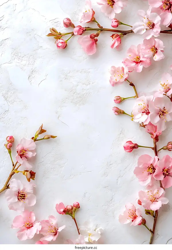 Spring Flowers Blooming On White Background