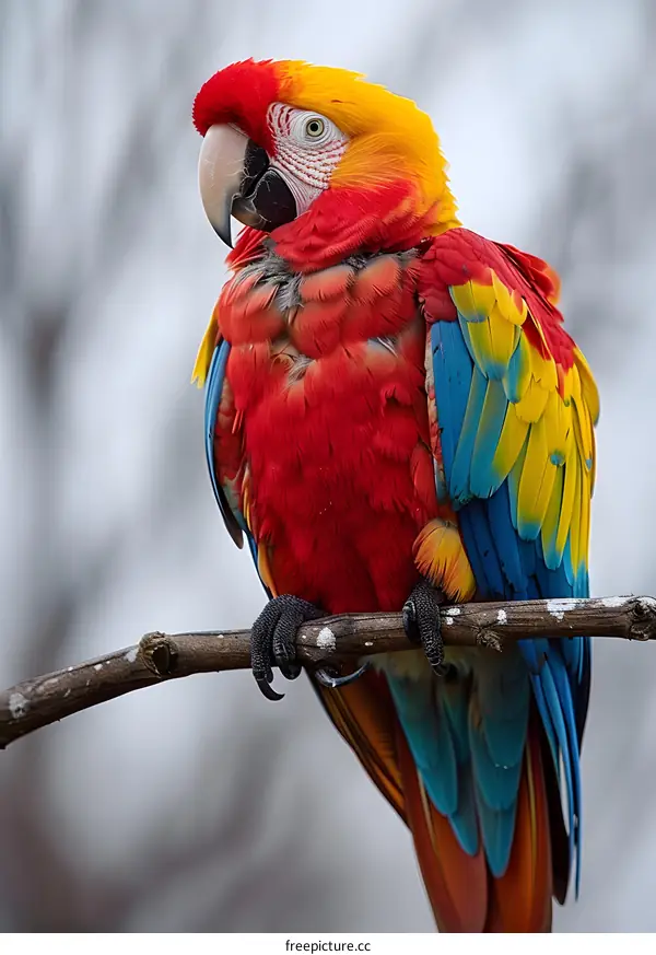 Colorful Parrot Perched on Branch