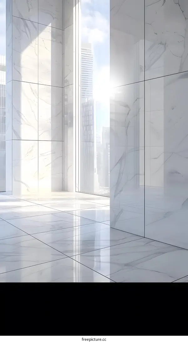 Modern White Marble Interior with Window View
