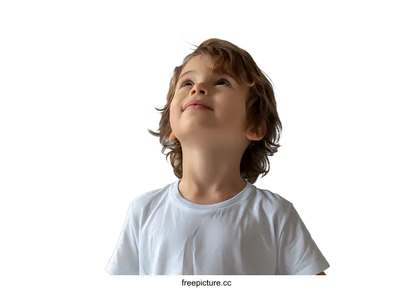 [Transparent Background PNG]Portrait of a happy little boy looking up