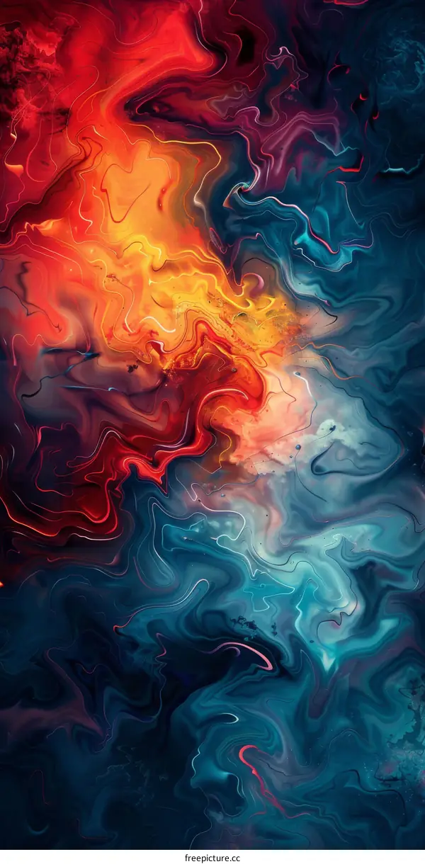 Abstract Colorful Liquid Painting