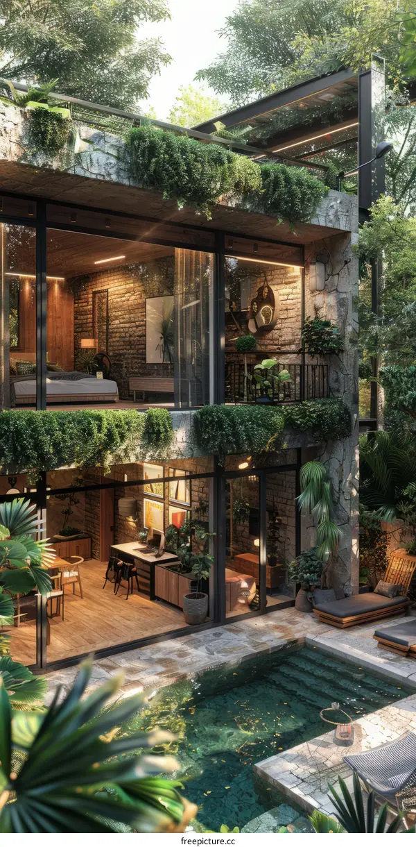 Modern tropical house with pool